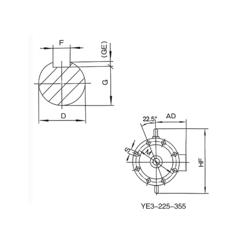 立式安裝、機(jī)座不帶底腳、端蓋上有凸緣的電動(dòng)機(jī)